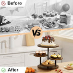 Cupcake Holder for 50 Cupcakes Wood Cake Stand with 4 Tiered Serving Tray 360°Rotating Dessert Stands Round Cookie Trays for Parties Wedding Baby Shower Afternoon Tea Dessert Table, Walnut - Image 5