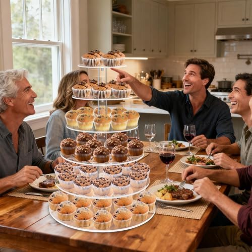 6 Tier Cupcake Stand for 60 Cupcakes Acrylic Round Tiered Cupcake Tower - Image 5