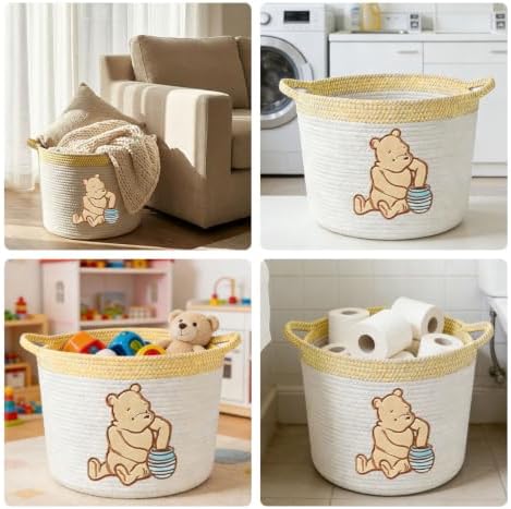 Kihraw Winnie Woven Cotton Rope Bins, for Kids Room Decor, Toy Organizer - Image 7