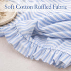 Blue White Striped Ruffled Tablecloth Rectangle 55" x 70" Farmhouse Washed Cotton Table Cloth with Short Ruffle Cottage Table Cover for Boho Dining Room Kitchen Picnic Home Party Decoration - Image 3
