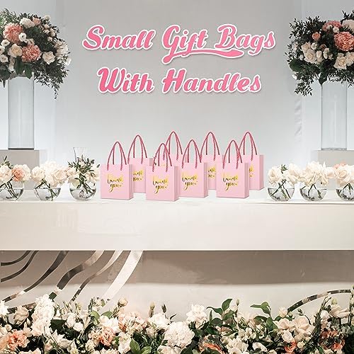 Honoson 60 Pcs Mini Thank You Gift Bag with Handle Bulk,Pink - Image 6