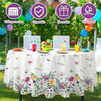 Ganeen 12 Pcs Wildflower Plastic Tablecloth 84 in Spring Round Tablecloths - Image 4