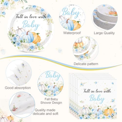 Ceenna Fall Little Pumpkin Baby Shower Party Supply Decoration for 50, Blue - Image 3