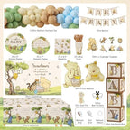 282Pcs Classic Winnie Neutral Baby Shower Decorations Quotes Plates Set - Image 6