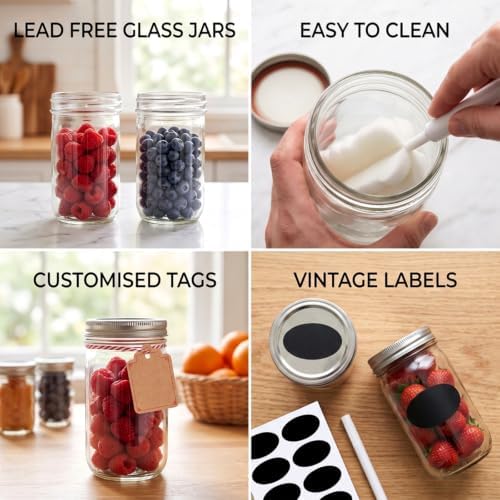 Accguan 12 oz Glass Mason Jars with Lids,24 Pcs Pickle Jars with Stickers - Image 7