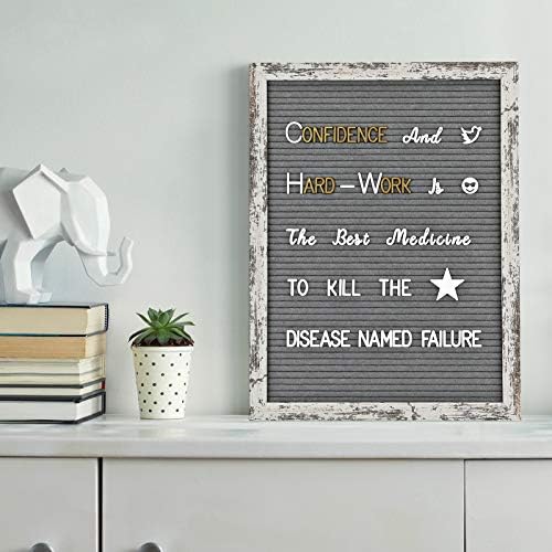 Felt Letter Board 12x16 Inch Rustic Wood Frame - Pre Cut & Sorted 725 Letters with Stand, Cursive Style Letters, Big Letters, Plastic Organizer, Shabby Chic Vintage Decor - Image 5