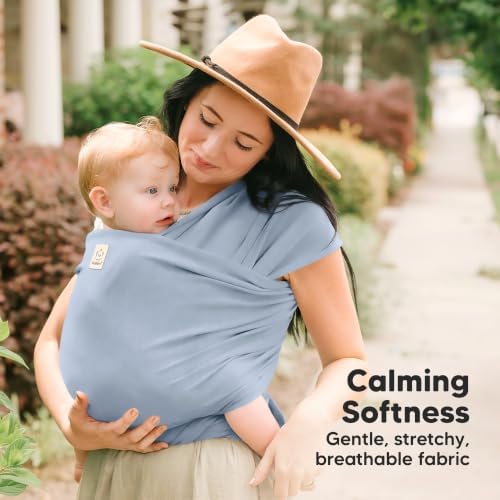 KeaBabies Baby Wrap Carrier, All in 1 Original Baby Carrier (Powder Blue) - Image 3