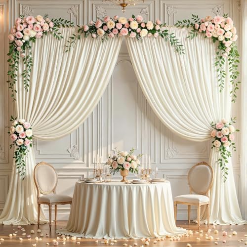 10x10ft Ivory Backdrop Curtain Panels for Parties - Wrinkle Free Polyester Photo Curtain Backdrop Wedding Back Drop Fabric Drapes for Party Decorations Background for Photography - Image 3