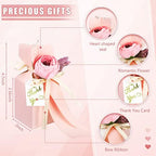 TaoBary 50 Pcs Wedding Favor Boxes with Flower Thanks Card Ribbon, Pink - Image 2