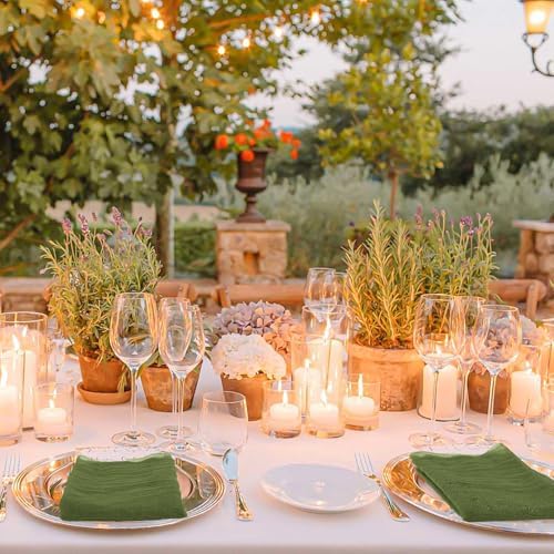 Cloth Napkins Set of 12 Olive Green Napkins 20x20inch Cheesecloth Napkin Rustic Boho Gauze Washable Dinner Napkin Cloth Bulk for Wedding Party Bridal Baby Shower Thanksgiving Table Decor - Image 7