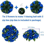 BLOSMON Royal Blue Flowers for Decoration: 10 Pcs Fake Roses Kissing Balls for Wedding Table Centerpieces - Artificial Floral Arrangements Home Baby Shower Birthday Party DIY Decor - Image 4