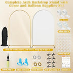 Arch Backdrop Stand and Cover Set| 7.2ft Wedding Metal Arch Stand with Spandex Fitted Backdrop Cover|Gold Balloon Arched Frame White Arch Cover for Birthday Party Baby Shower Graduation Ceremony Décor - Image 3