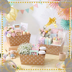 Funnymoom 24 Pack Polka Dot Gift Baskets with Handles, Kraft Base - Image 6