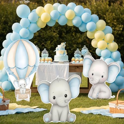 3 Pcs Elephant Baby Shower Birthday Decorations Large Cutouts Gender Reveal Sign 1st Birthday Party Elephant Centerpieces for Baby Shower Party Supplies Photo Booth Props Backdrops Decor - Image 4