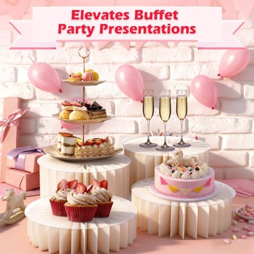 4Pcs Buffet Risers, Food Risers for Buffet Table with Acrylic Plates - Image 4