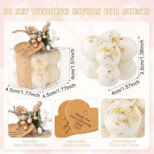 MTLEE 30 Sets Mini Bubble Candles Party Favors DIY Gift Set,Gold Foil - Image 2