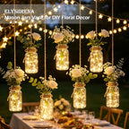 Glass Flower Vase,12 PCS Farmhouse Mason Jar for Centerpiece - Image 6