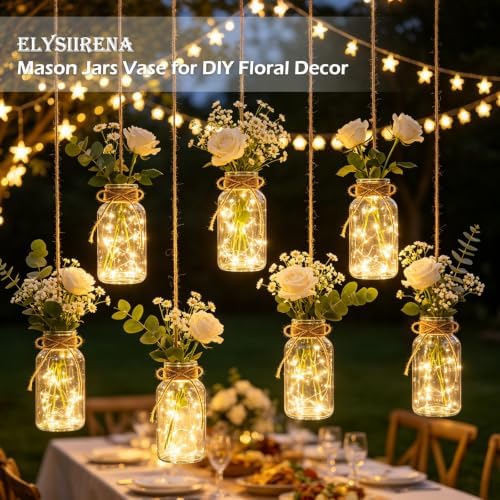 Glass Flower Vase,12 PCS Farmhouse Mason Jar for Centerpiece - Image 6