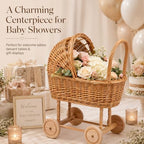 Large Wicker Baby Carriage Basket for Baby Shower Decor - 21.9-Inch - Image 4