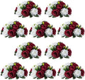 NUPTIO Flower Centerpieces for Tables, Fake Rose Balls, Burgundy & White by Nuptio