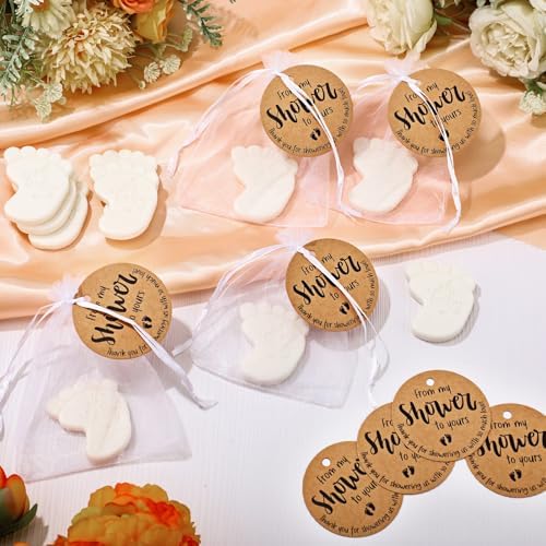 50 Sets Baby Shower Soap Party Favors, White Footprint, Oh Baby - Image 3