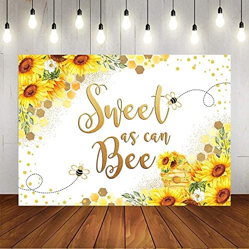 Avezano Sweet as can Bee Backdrop Yellow Sunflower Honeycomb Bee Baby Shower Background Sweet as Can Bee Baby Shower Party Decorations (8x6) - Image 2