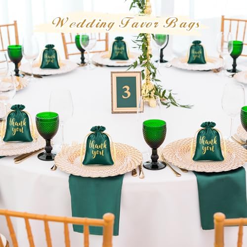 Roowest 4 x 6 Inch 100 Pcs Thank You Satin Gift Bags, Dark Green - Image 5