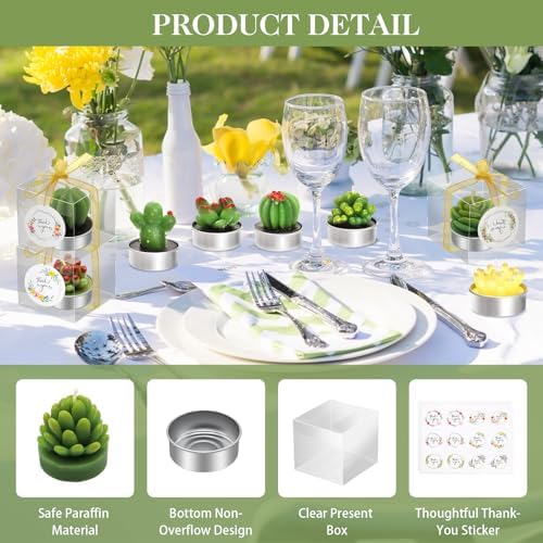 36 Pcs Succulent Candles Party Favors, Mini Cactus Tealight Candles Bulk - Image 5