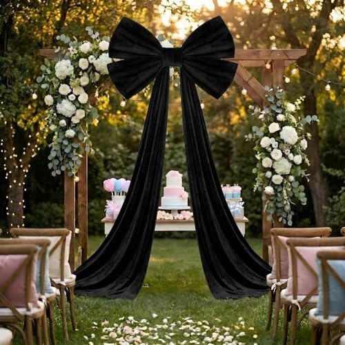 Suncalla 40 x 80 Inch Extra Large Black Velvet Bow for Backdrop, Xmas Tree - Image 4