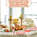 Funnymoom 400 Pcs Orange and White Gingham Party Supplies Dinnerware Set - Image 6
