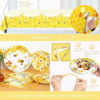 Party Inspo Bee Baby Shower Decorations, Honey Bee Baby Shower Supplies, A Little Honey Bee is On The Way Decorations Backdrop Balloon Banner Tablecloth Cake Topper Plates Napkins Forks Yellow 203PCs - Image 5