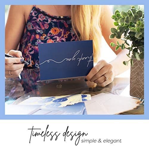 Durabasics 120 Heavyweight Blank Thank You Cards with Envelopes & Stickers, Premium Thank You Notes with Envelopes Set, Bulk, Classic Navy Blue Bulk Pack (4 x 6 Inches) (120 Pack) - Image 5