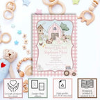 Amanda Creation Farm Baby Shower Girl Invitations, 20 Custom 5x7 Personalized Barnyard Baby Shower Invitations with Envelopes - Image 2