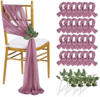 QueenDream Purple Sashes Wedding Chair Decorations: 24PCS Tulle Cover Bands Aisle Sheer Chair Bows for Indoor Outdoor Ceremony Banquet by QueenDream