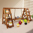 Tnstbiee Rustic 3-Tier Wooden Cupcake Stand, Foldable Dessert Display Rack by Tnstbiee