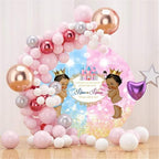 Polyester Diameter 7ft Round Gender Reveal Backdrop Blue Pink Cute Castle Background for Photography Boy or Girl Mommy Pregnancy Surprise Party Decor Supplies Photo Booth Props - Image 3