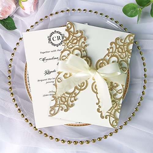 ponatia 25PCS Laser Cut Invitation Pocket with Envelopes - Image 3
