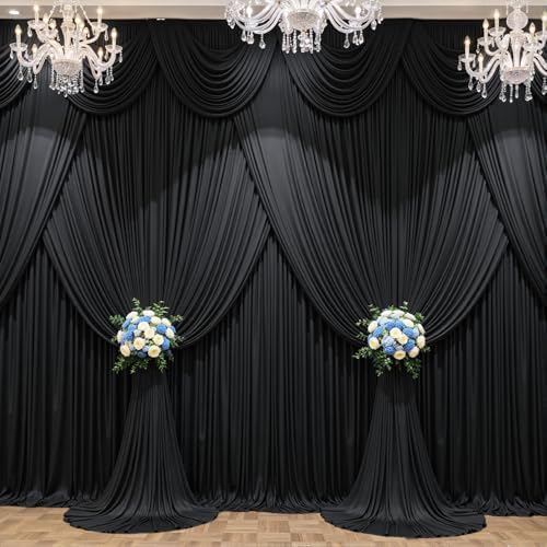 50ft x 10ft Wrinkle Free Black Wedding Backdrop Curtains for Party Bridal Shower Reception Decorations Black Fabric Curtain Backdrops Drapes for Photography Baby Shower Birthday Background - Image 4
