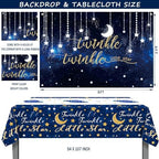 162 PCs Twinkle Twinkle Little Star Baby Shower Decorations, Hombae Navy Blue Little Star Baby Shower Backdrop Balloon Garland Glitter Banner Tablecloth Cake Cupcake Topper Box Cutout Mom To Be Sash - Image 5