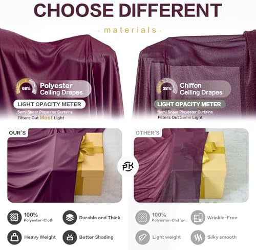 20ft×15ft Burgundy Backdrop Curtain for Wedding Parties - Image 4