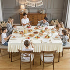 Wish Care Ivory Spandex Tablecloths for 60x60 Inch Square Tables, Stretch Fitted Table Clothes with Pleated Ruffle Skirt for 60” Table, Wrinkle Free and Elastic, for Party Kitchen Home Dining - Image 5