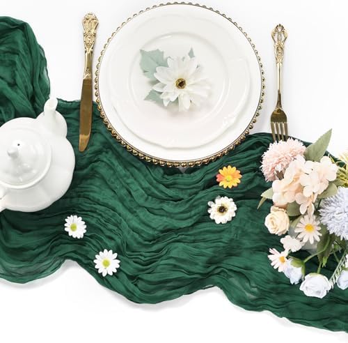 6 Pack Emerald Green Cheesecloth Table Runner 10Ft 23 x 120 Inch - Image 3