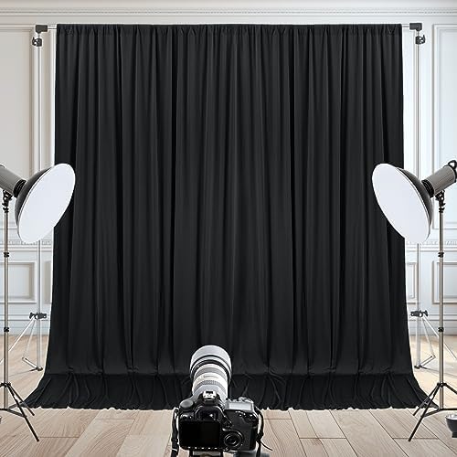 10x10ft Black Backdrop Curtain for Wedding Parties Wrinkle Free Fabric Black Drapes Backdrop Decoration for Baby Shower Birthday Photography Decoration 2 Panels, 5ft x 10ft - Image 4