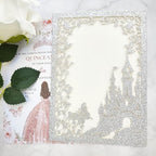 20PCS Castle Pocket Invitations, Quinceanera Invitations with Envelopes, Princess Invitation, Laser Cut quince invites (glitter silver) - Image 4