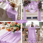 12 Pieces Lilac Cheesecloth Table Runner 10FT Pink Runner for Tables Gauze Fabric Boho 35 x 120 Inches Long Table Runner Decoration Rustic Sheer Runner for Wedding Baby Birthday Party Lilac - Image 5