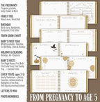 Book Keepsake, Baby Memory Book From Pre-Birth to 5th Year, with 2 Photo Pockets, Milestone Stickers, Hand/Footprint Inkpad, Information Card, Baby Album and Memory Book for Girls or Boys - Image 5