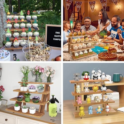 Wooden Cupcake Stand for 24 Cupcakes, 4 Tier Cupcake Display Stand Rustic Tiered Display Stand Dessert Table Display Set Cupcake Stand for Baby Shower Decorations Birthday Party Supplies Perfume Display(Pine Wood 2Pcs) - Image 5