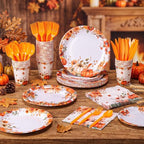 Honeydak 210 Pcs Fall Pumpkin Paper Plates Napkins for 30 Guests - Image 2