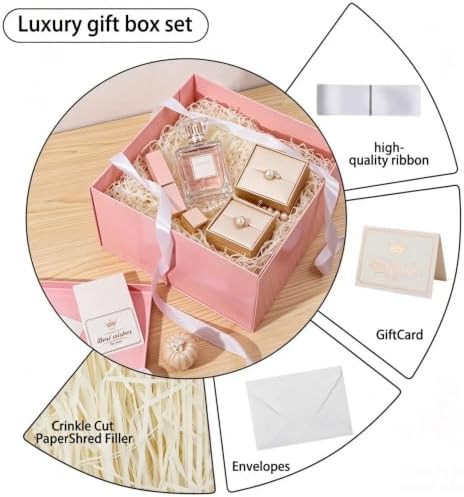UoeRing 3 Pcs Large Gift Box Matte Pink 12x12x11 Inch with Lid - Image 2