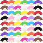 Aneco 48 Pieces Handheld Paper Fans Paper Folding Fans with Bamboos for Wedding Gift, Party, Home, DIY, Multicolor by Aneco